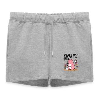 Capybara détendu avec des amis - Short de survêtement femme premium - gris chiné - Devant - AI Model Female 172 light (172cm)