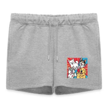 Temps de jeu - Golden Retriever , Husky , Poméranien - Short de survêtement femme premium - gris chiné - Devant - AI Model Female 172 light (172cm)