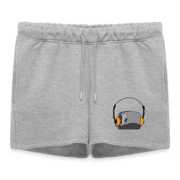Lecteur audio cassette portable cool - Short de survêtement femme premium - gris chiné - Devant - AI Model Female 172 light (172cm)