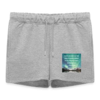 19_Psa_034_008 - Short de survêtement femme premium - gris chiné - Devant - AI Model Female 172 light (172cm)