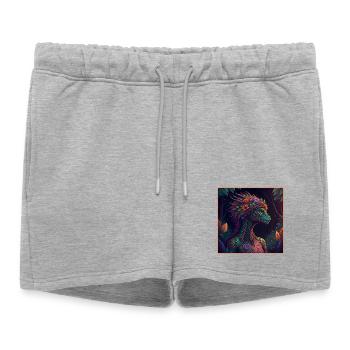 Illustration mythique du dragon de la jungle - Short de survêtement femme premium - gris chiné - Devant - AI Model Female 172 light (172cm)