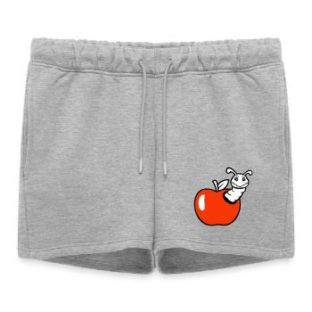 la chenille du fruit de la pomme jette un œil par le trou sourit au doux ver - Short de survêtement femme premium - gris chiné - Devant - AI Model Female 172 light (172cm)