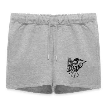 Motif de dragon tribal latéral avec des ailes - Short de survêtement femme premium - gris chiné - Devant - AI Model Female 172 light (172cm)