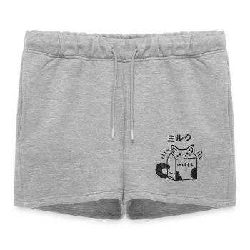 Chaton de lait kawaii - Short de survêtement femme premium - gris chiné - Devant - AI Model Female 172 light (172cm)