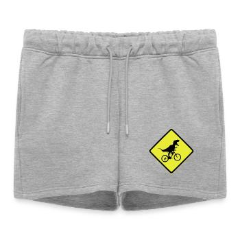 Signal de vélo T-Rex illustré - Short de survêtement femme premium - gris chiné - Devant - AI Model Female 172 light (172cm)