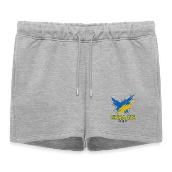 Drapeau de l’Ukraine Splash Art - Short de survêtement femme premium - gris chiné - Devant - AI Model Female 172 light (172cm)