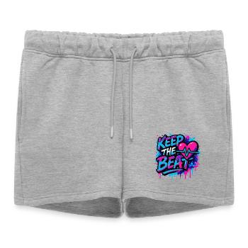 Gardez le rythme - Conception musicale avec sensation de rythme - Short de survêtement femme premium - gris chiné - Devant - AI Model Female 172 light (172cm)