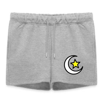 Croissant de Lune et Étoile | Symbole islamique au trait - Short de survêtement femme premium - gris chiné - Devant - AI Model Female 172 light (172cm)