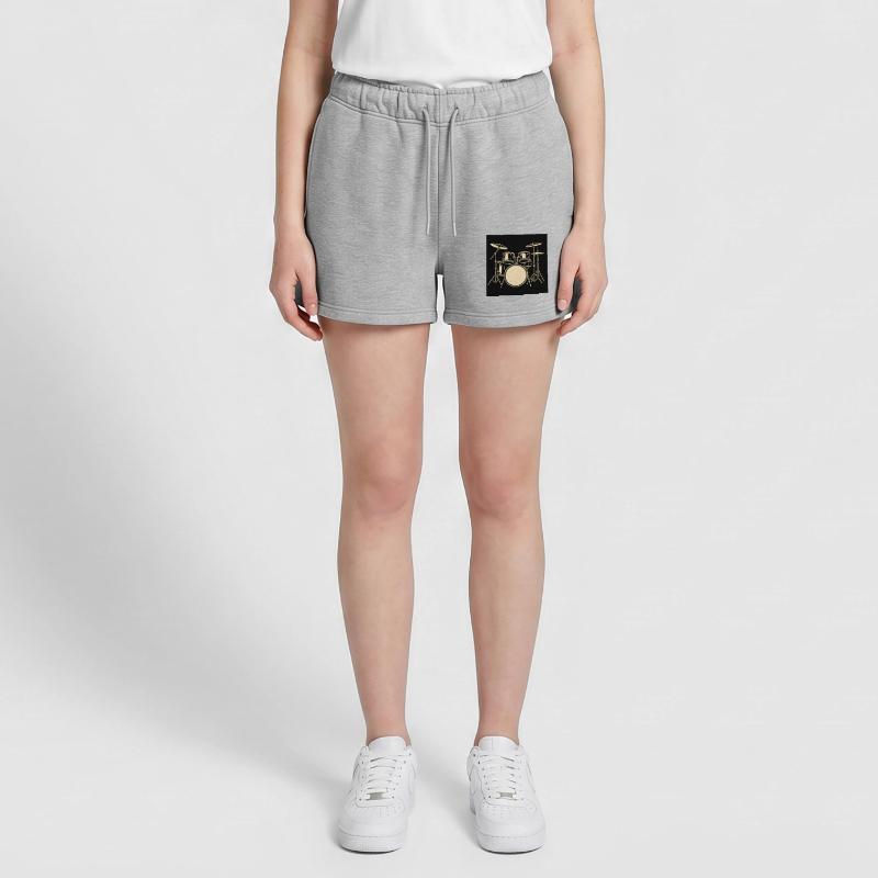 Illustration de batterie Black Silver Short de survêtement femme premium