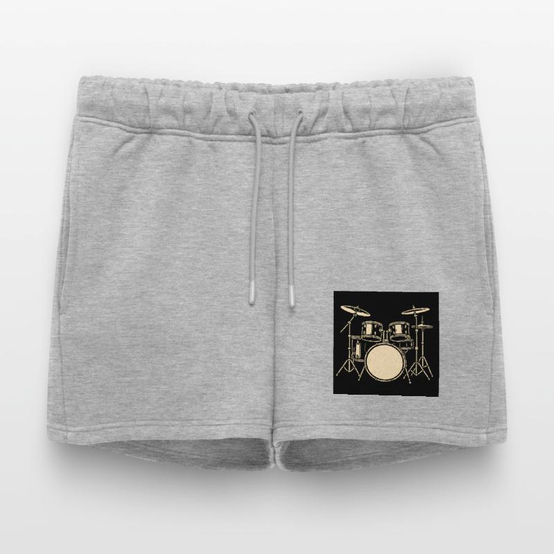 Illustration de batterie Black Silver Short de survêtement femme premium