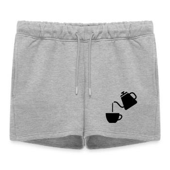 Cafetière minimaliste à verser sur - Short de survêtement femme premium - gris chiné - Devant - AI Model Female 172 light (172cm)