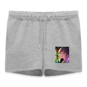 Magische Neontraumheldin - Frauen Premium Organic Sweatshorts - Grau meliert - Vorne - AI Model Female 172 light (172cm)
