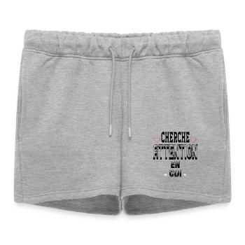 Cherche Attention en CDI - Short de survêtement femme premium - gris chiné - Devant - AI Model Female 172 light (172cm)