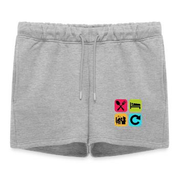 Mange, Dors, travaille, répète une citation drôle, travail - Short de survêtement femme premium - gris chiné - Devant - AI Model Female 172 light (172cm)