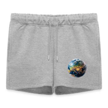 Conception du globe : paysage Europe-Asie - Short de survêtement femme premium - gris chiné - Devant - AI Model Female 172 light (172cm)