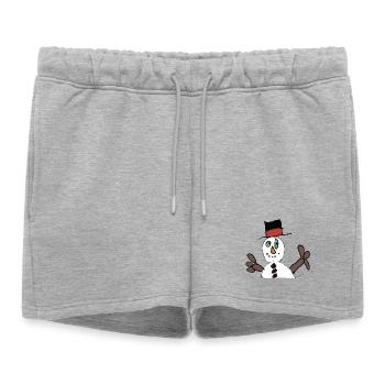 Bonhomme de neige magique d’hiver avec chapeau - Short de survêtement femme premium - gris chiné - Devant - AI Model Female 172 light (172cm)
