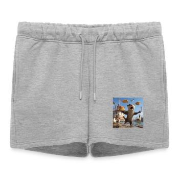 Loutre drôle avec un design chaos de crêpes - Short de survêtement femme premium - gris chiné - Devant - AI Model Female 172 light (172cm)