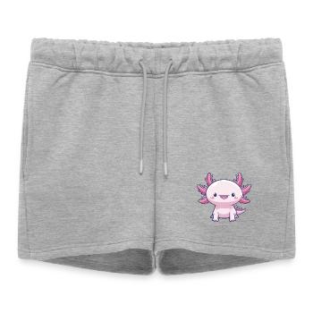 Axolotl kawaii rose – Animal mignon - Short de survêtement femme premium - gris chiné - Devant - AI Model Female 172 light (172cm)