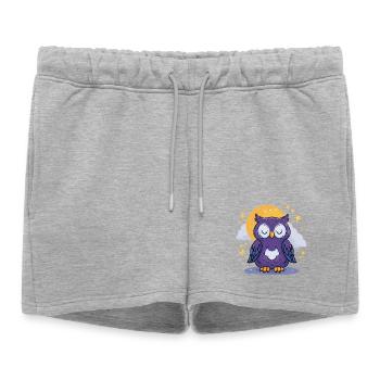 Oiseau de nuit au clair de lune - Short de survêtement femme premium - gris chiné - Devant - AI Model Female 172 light (172cm)
