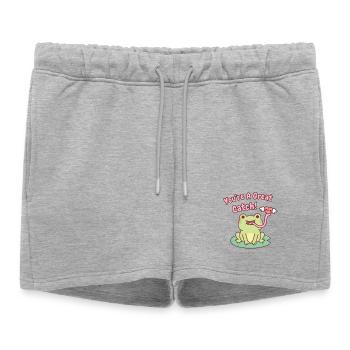 Une grenouille mignonne attire le cœur Tu es une excellente prise - Short de survêtement femme premium - gris chiné - Devant - AI Model Female 172 light (172cm)