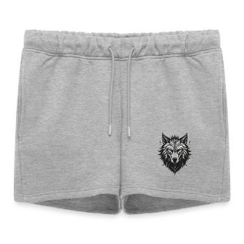 Loup Stylisé Nocturne - Short de survêtement femme premium - gris chiné - Devant - AI Model Female 172 light (172cm)