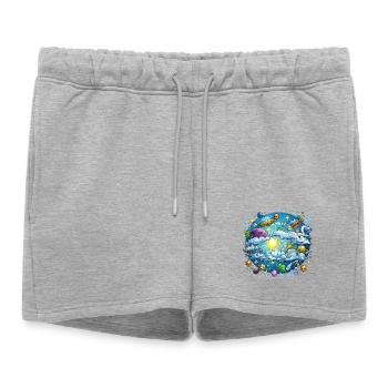 Monde Fantastique du Cosmos des Nuages - Short de survêtement femme premium - gris chiné - Devant - AI Model Female 172 light (172cm)