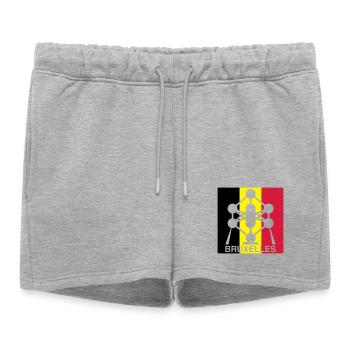 Atomium Bruxelles – Motif du Carré du Drapeau Belge - Short de survêtement femme premium - gris chiné - Devant - AI Model Female 172 light (172cm)