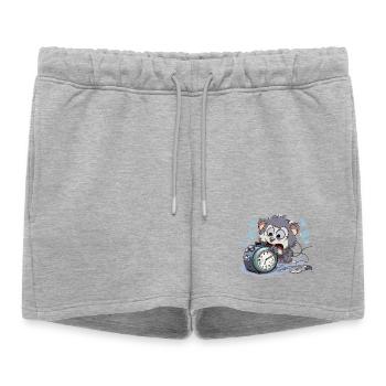 Morning Chaos Otter Alarm Clock - Women’s Premium Organic Sweatshorts - heather grey - Front - AI Model Female 172 light (172cm)