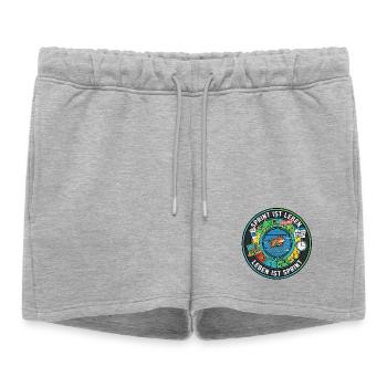 Le sprint, c’est la vie : des zombies agiles dans la roue des hamsters - Short de survêtement femme premium - gris chiné - Devant - AI Model Female 172 light (172cm)