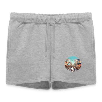 Scène de rue du Festival de Ballons - Short de survêtement femme premium - gris chiné - Devant - AI Model Female 172 light (172cm)