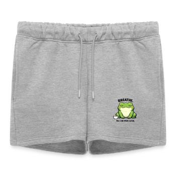 Grenouille à café de la tranquillité - Short de survêtement femme premium - gris chiné - Devant - AI Model Female 172 light (172cm)