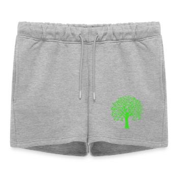 Silhouette à motif d’arbre jumbo vert - Short de survêtement femme premium - gris chiné - Devant - AI Model Female 172 light (172cm)