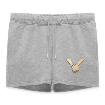 Couple romantique se tenant la main Valentine - Short de survêtement femme premium - gris chiné - Devant - AI Model Female 172 light (172cm)
