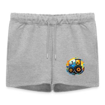 Tracteur coloré dans le style graffiti - Short de survêtement femme premium - gris chiné - Devant - AI Model Female 172 light (172cm)