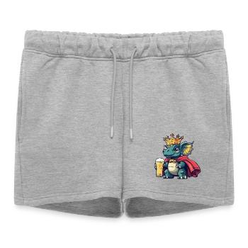 Dinosaure triceratops beer king - Short de survêtement femme premium - gris chiné - Devant - AI Model Female 172 light (172cm)