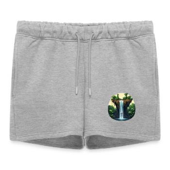 Extraterrestre à la cascade dans la jungle - Short de survêtement femme premium - gris chiné - Devant - AI Model Female 172 light (172cm)