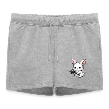 Cuddly bunny with spiked hammer - Women’s Premium Organic Sweatshorts - heather grey - Front - AI Model Female 172 light (172cm)