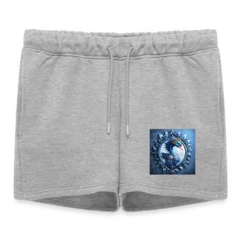 Blason du Phénix bleu dans le cadre - Short de survêtement femme premium - gris chiné - Devant - AI Model Female 172 light (172cm)