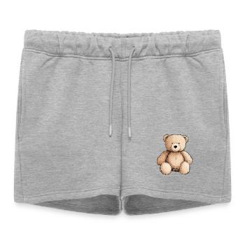 ours en peluche, nounours, animal en peluche - Short de survêtement femme premium - gris chiné - Devant - AI Model Female 172 light (172cm)
