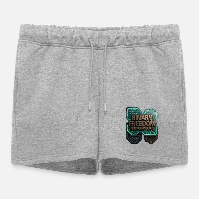Binary Freedom Glitch Data Purge Sci-Fi - Frauen Premium Organic Sweatshorts - Grau meliert