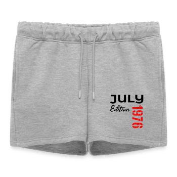 50th Birthday July 1976 - Women’s Premium Organic Sweatshorts - heather grey - Front - AI Model Female 172 light (172cm)