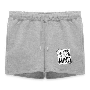 Soyez gentil avec votre esprit Logo drôle de santé mentale - Short de survêtement femme premium - gris chiné - Devant - AI Model Female 172 light (172cm)