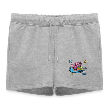 Éclaboussure néon en jet ski Axolotl - Short de survêtement femme premium - gris chiné - Devant - AI Model Female 172 light (172cm)