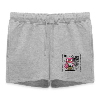 Morgenmuffel Büro-Eule im Anzug - Short de survêtement femme premium - gris chiné - Devant - AI Model Female 172 light (172cm)