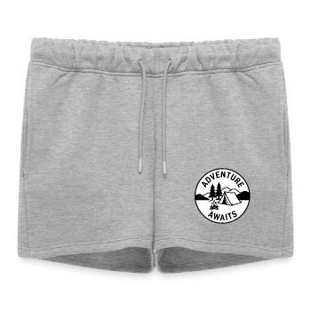 Adventure Awaits Camping Emblem - Women’s Premium Organic Sweatshorts - heather grey - Front - AI Model Female 172 light (172cm)