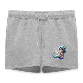 Coral Blue Mermaid Queen - Women’s Premium Organic Sweatshorts - heather grey - Front - AI Model Female 172 light (172cm)