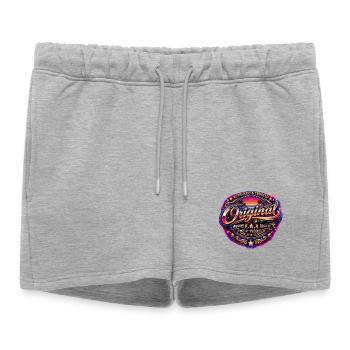 Insigne rétro des années 1980 Neon Synthwave Original 1989 - Short de survêtement femme premium - gris chiné - Devant - AI Model Female 172 light (172cm)