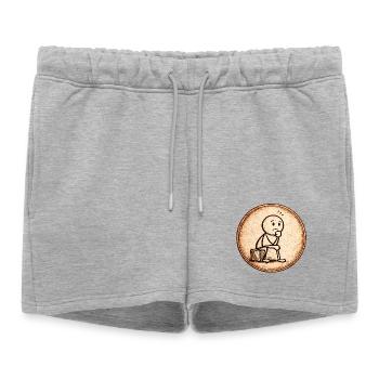 Sketch du Penseur Sépia - Short de survêtement femme premium - gris chiné - Devant - AI Model Female 172 light (172cm)