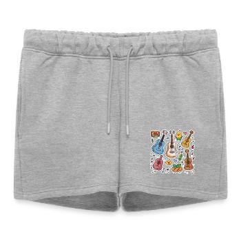 Style de bande dessinée au ukulélé - Short de survêtement femme premium - gris chiné - Devant - AI Model Female 172 light (172cm)