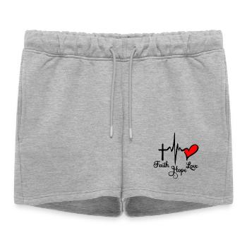 Croyez l’espoir et l’amour avec cardio cross et cœur et - Short de survêtement femme premium - gris chiné - Devant - AI Model Female 172 light (172cm)